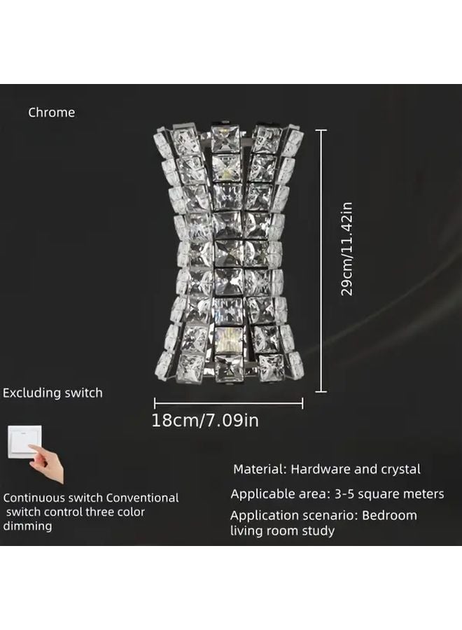 Golden Modern LED Crystal Wall Sconce 3 Color Changing Dimmable Light For Bedroom Living Room Hallway - Image 4